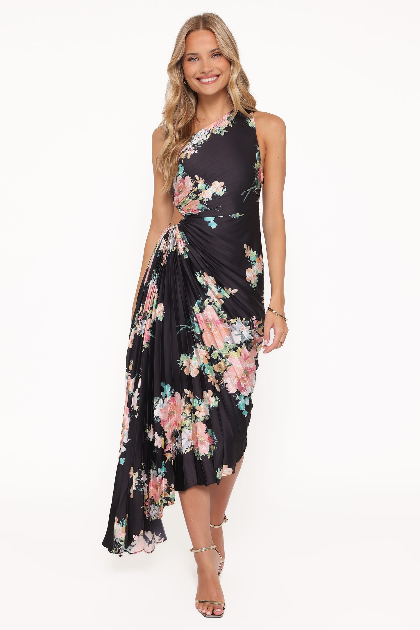 Robe de soirée longue asymétrique – Imprimé floral - vue 2 - Valerelle