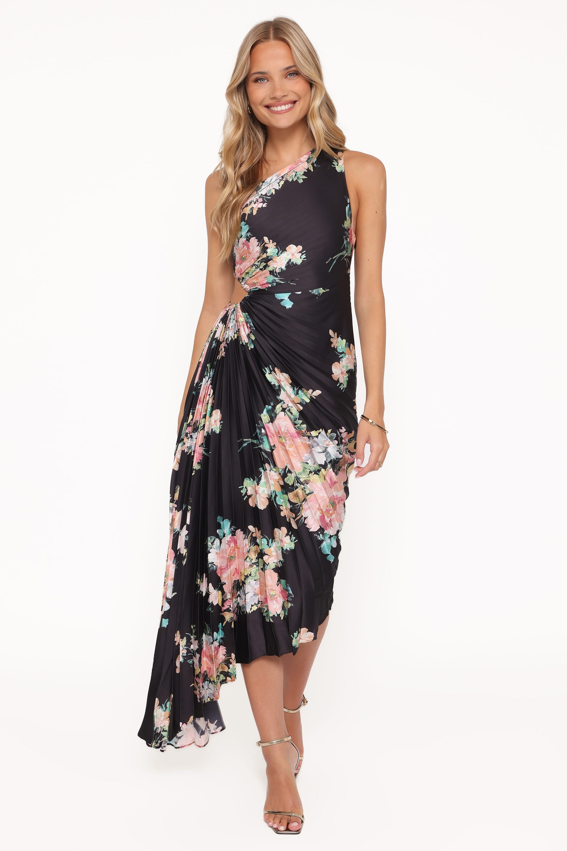 Robe de soirée longue asymétrique – Imprimé floral - vue 2 - Valerelle
