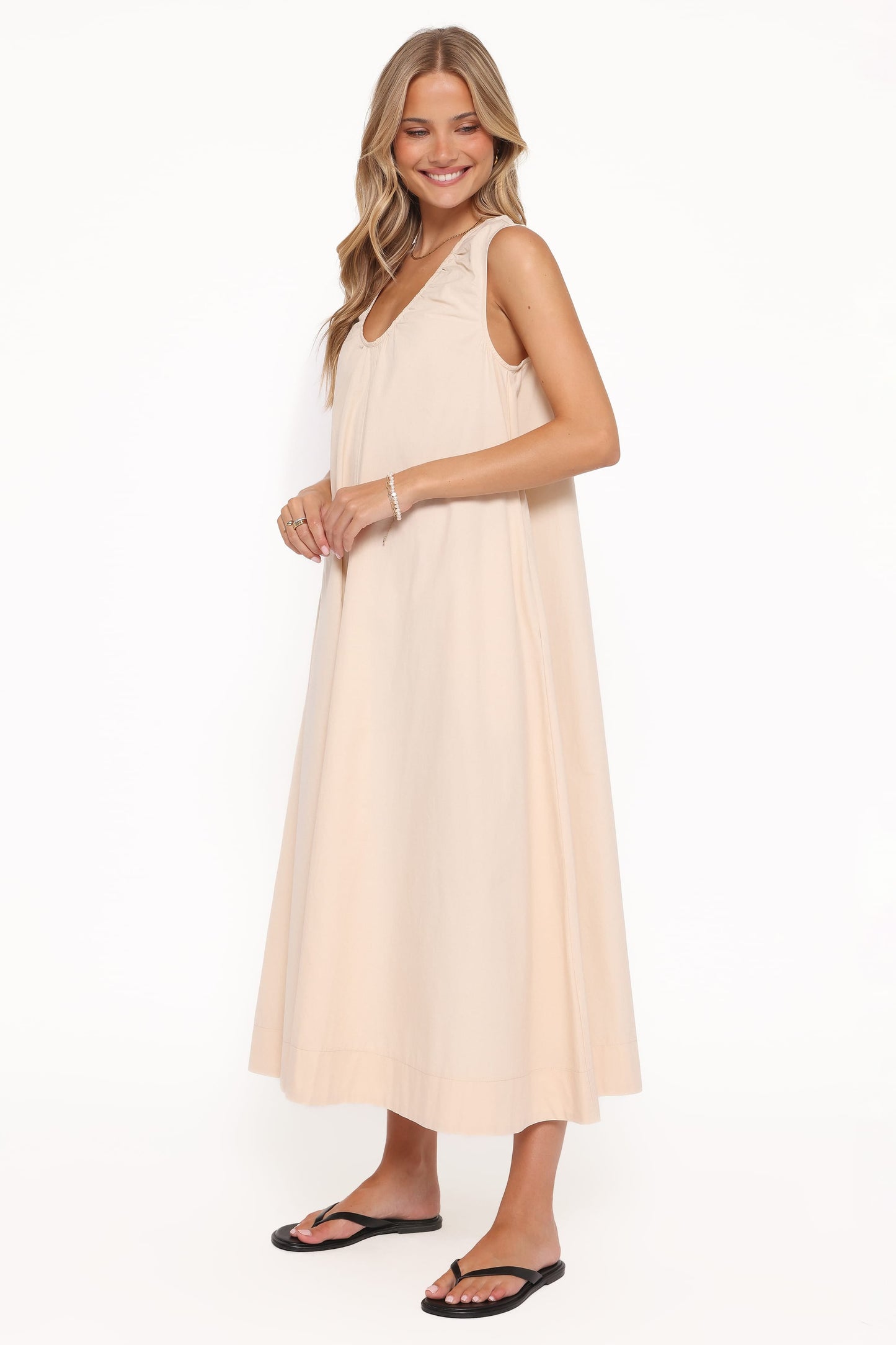 Robe de demoiselle d'honneur longue – Beige avoine - vue 4 - Valerelle
