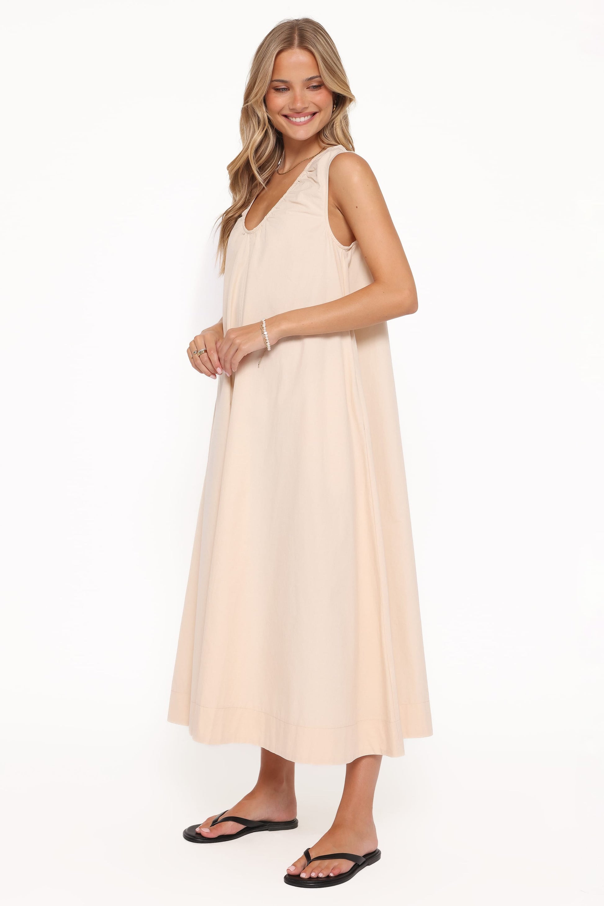 Robe de demoiselle d'honneur longue – Beige avoine - vue 4 - Valerelle