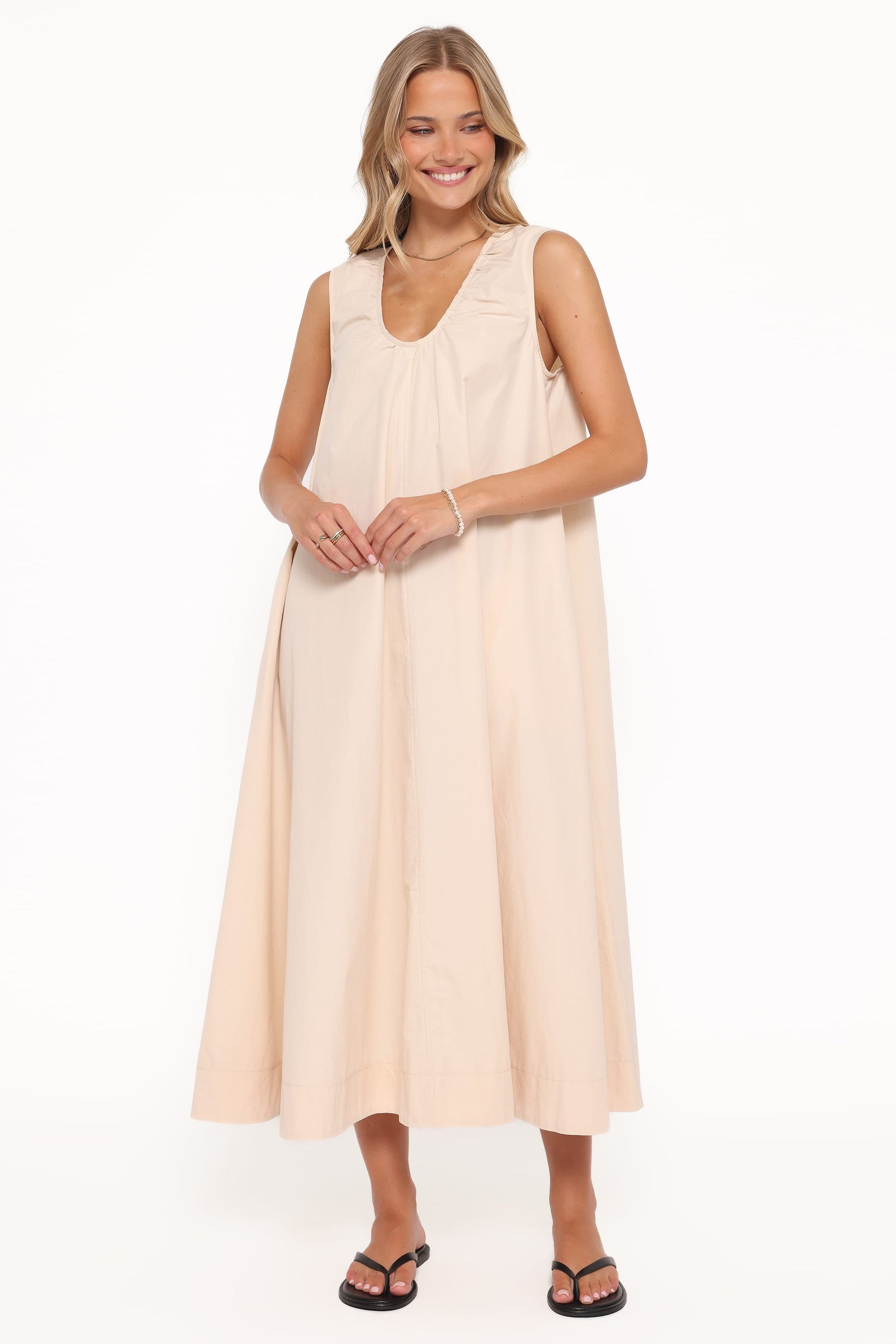 Robe de demoiselle d'honneur longue – Beige avoine - vue 2 - Valerelle