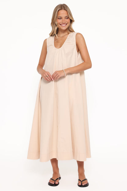 Robe de demoiselle d'honneur longue – Beige avoine - vue 2 - Valerelle