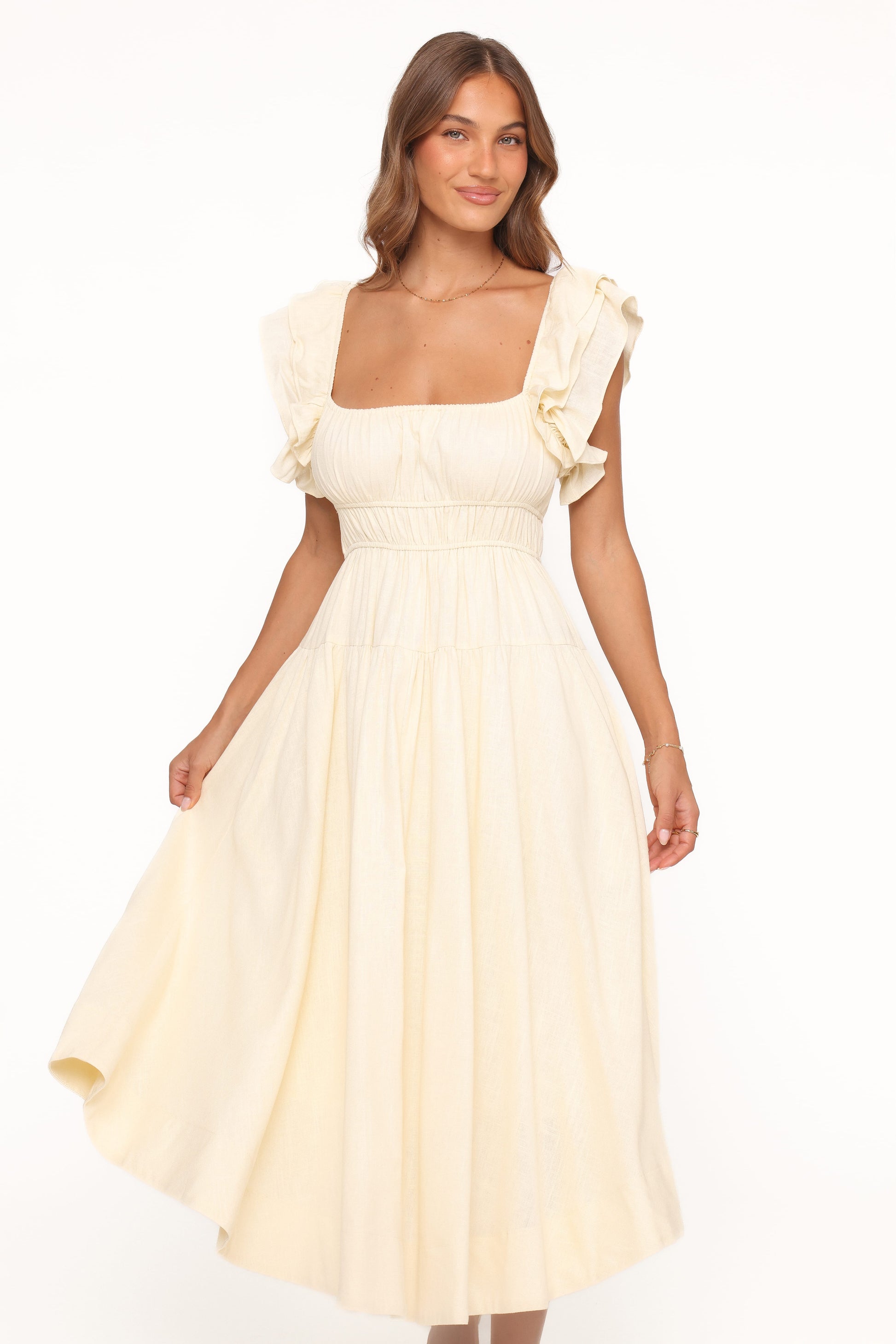Robe d'invitée de mariage midi – Jaune - vue 2 - Valerelle