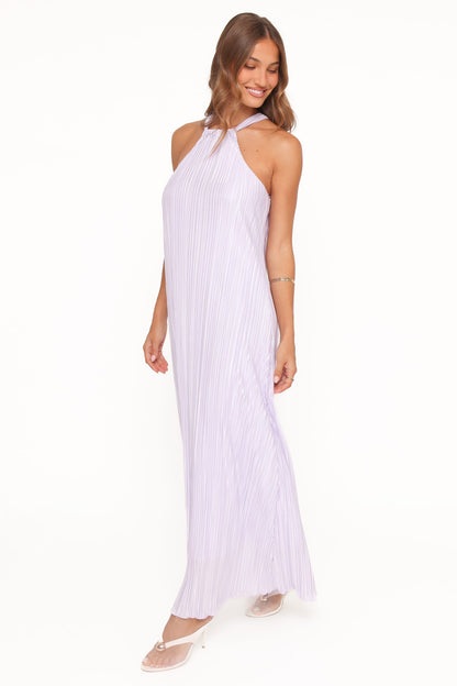Robe d'invitée de mariage longue col licou – Lavande - vue 4 - Valerelle
