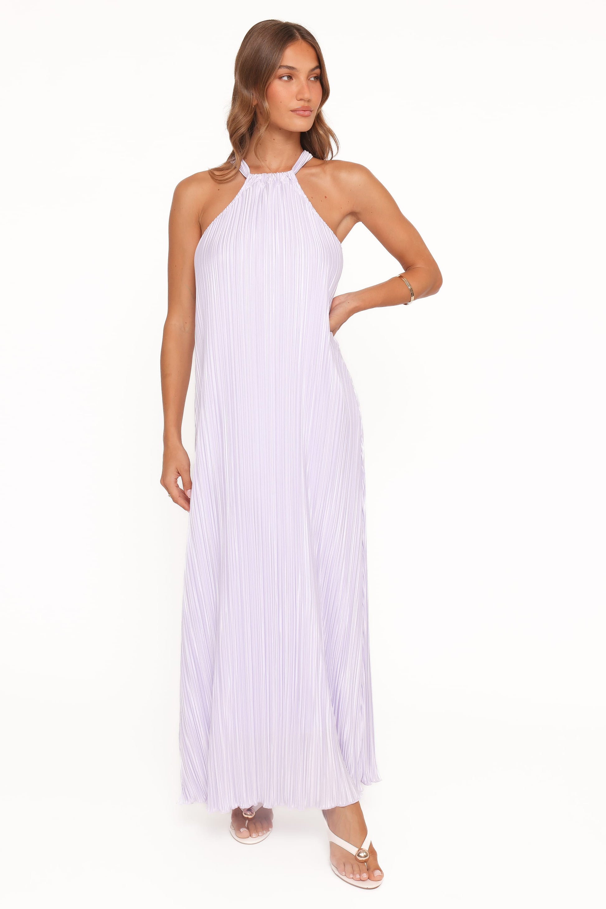 Robe d'invitée de mariage longue col licou – Lavande - vue 2 - Valerelle