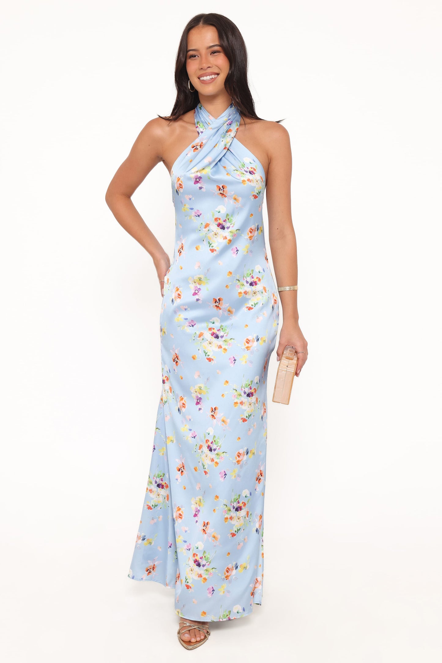 Robe de soirée longue col licou – Imprimé floral - vue 2 - Valerelle