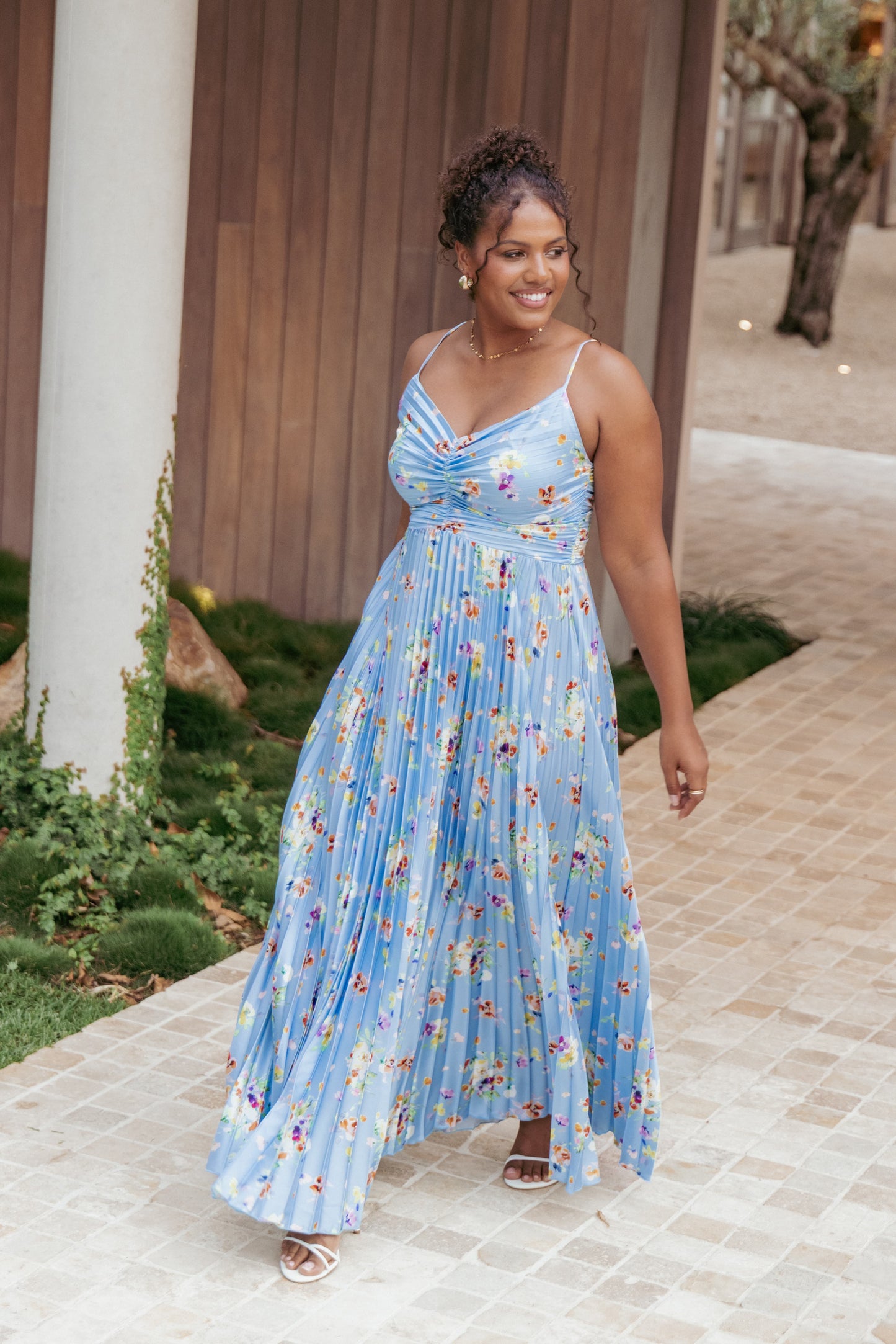 Robe d'invitée de mariage longue plissée – Imprimé floral - Valerelle