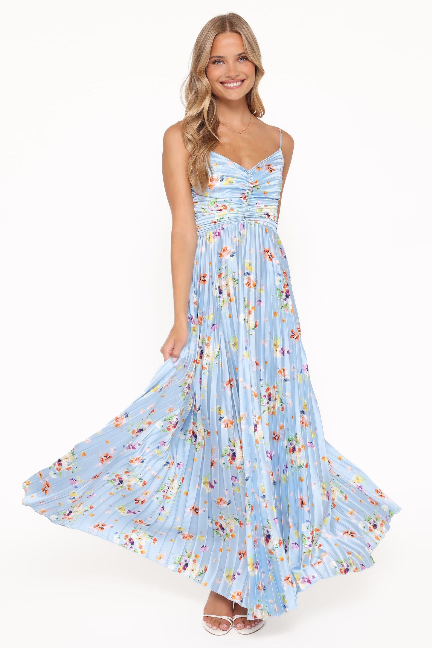 Robe d'invitée de mariage longue plissée – Imprimé floral - vue 2 - Valerelle