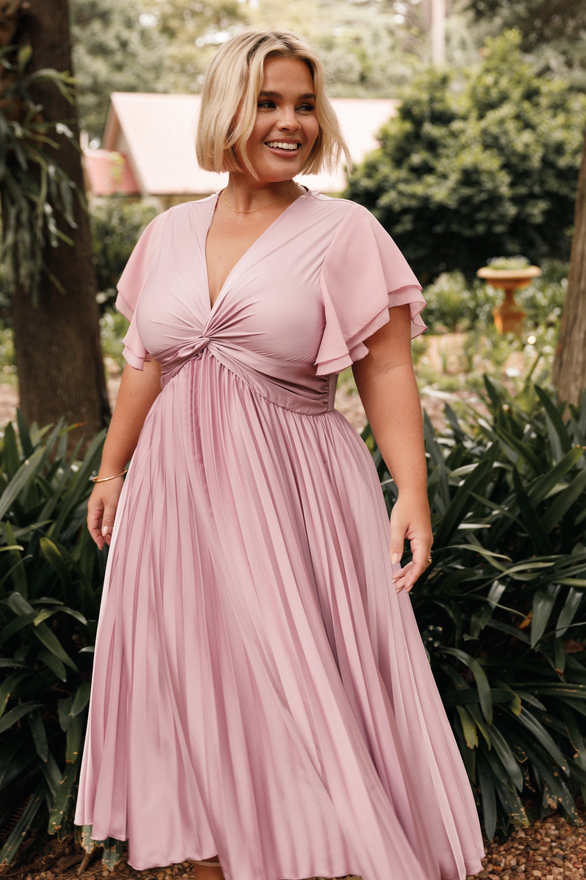 Robe de soirée midi – Vieux rose - vue 2 - Valerelle