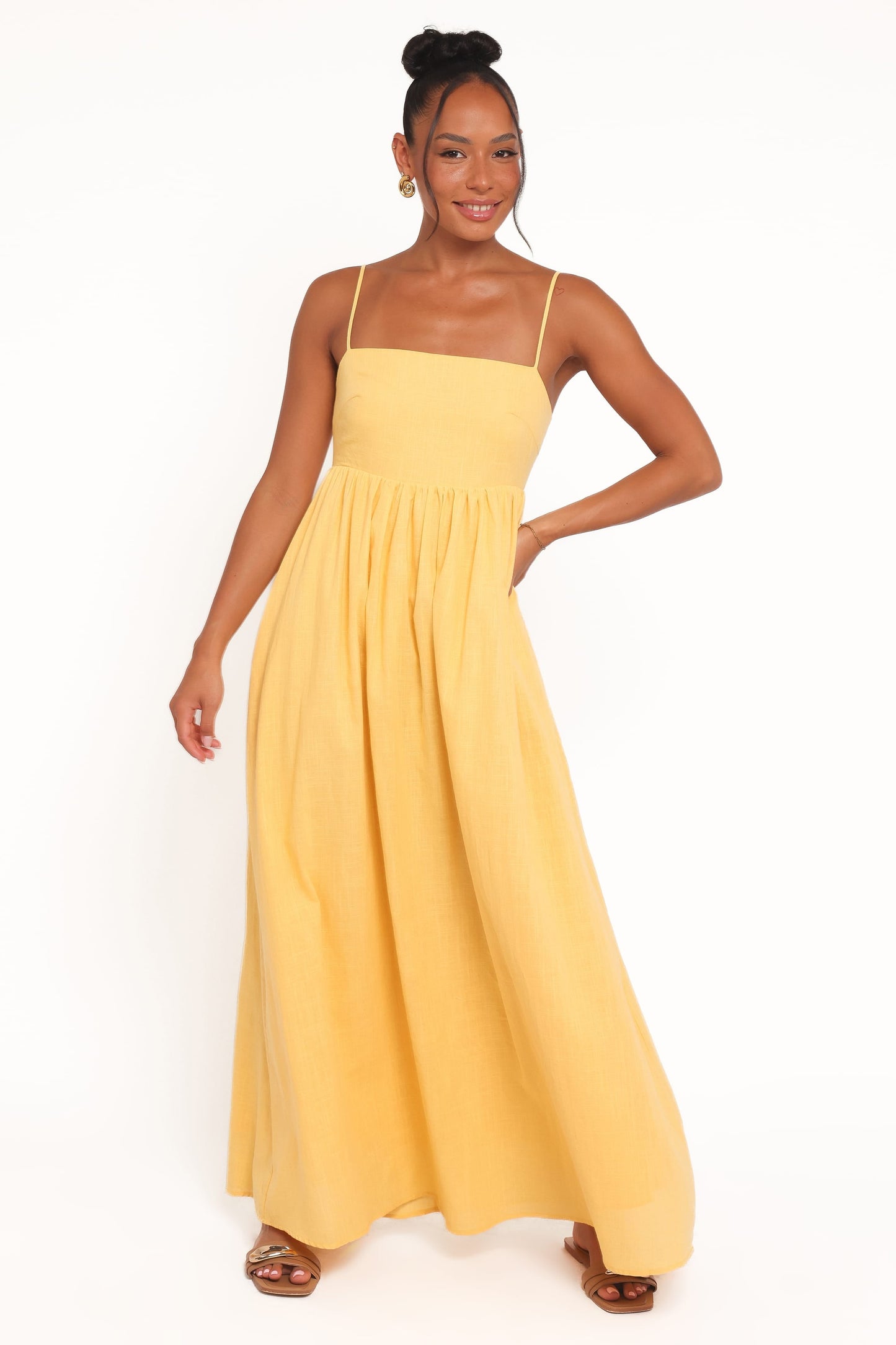 Robe de demoiselle d'honneur longue – Mangue - vue 2 - Valerelle