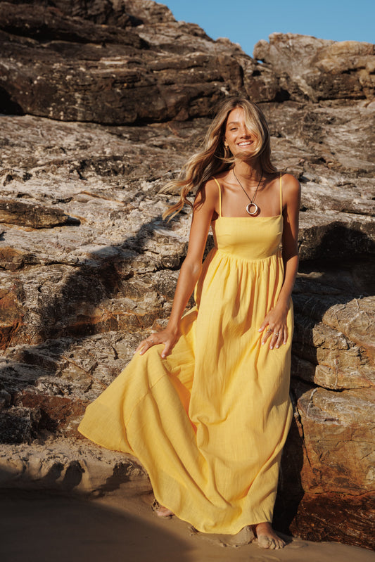 Robe de demoiselle d'honneur longue – Mangue - Valerelle