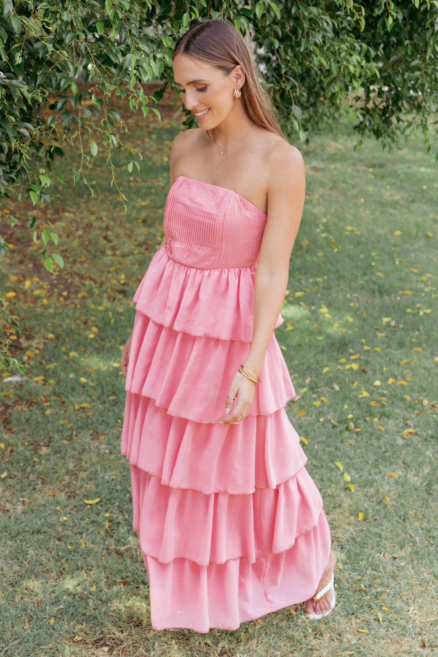 Robe d'invitée de mariage longue bustier – Corail - Valerelle