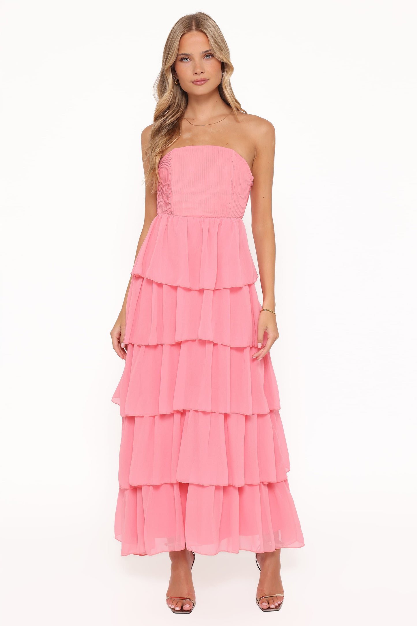 Robe d'invitée de mariage longue bustier – Corail - vue 2 - Valerelle