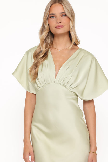 Robe d'invitée de mariage longue – Vert sauge - vue 3 - Valerelle