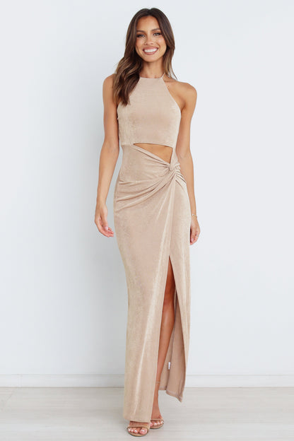Robe de demoiselle d'honneur longue – Doré - vue 3 - Valerelle