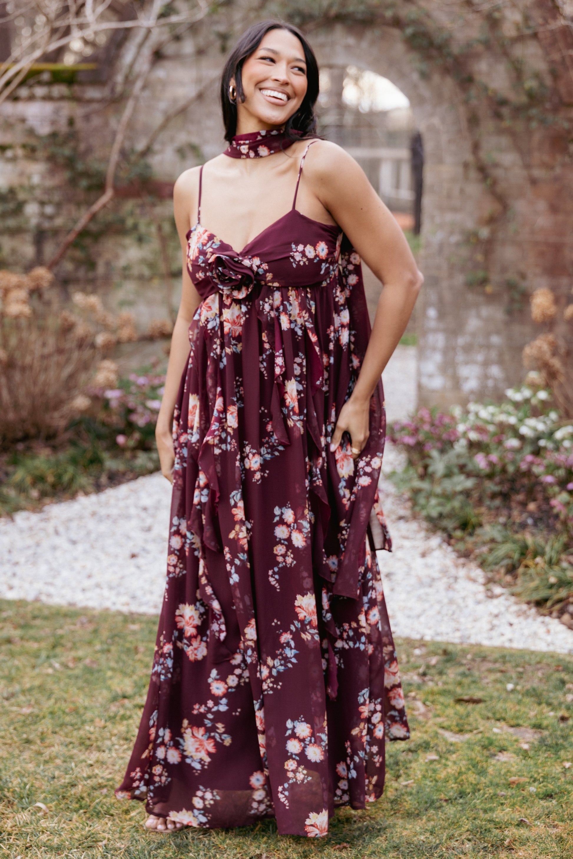 Robe de soirée longue – Imprimé floral - Valerelle