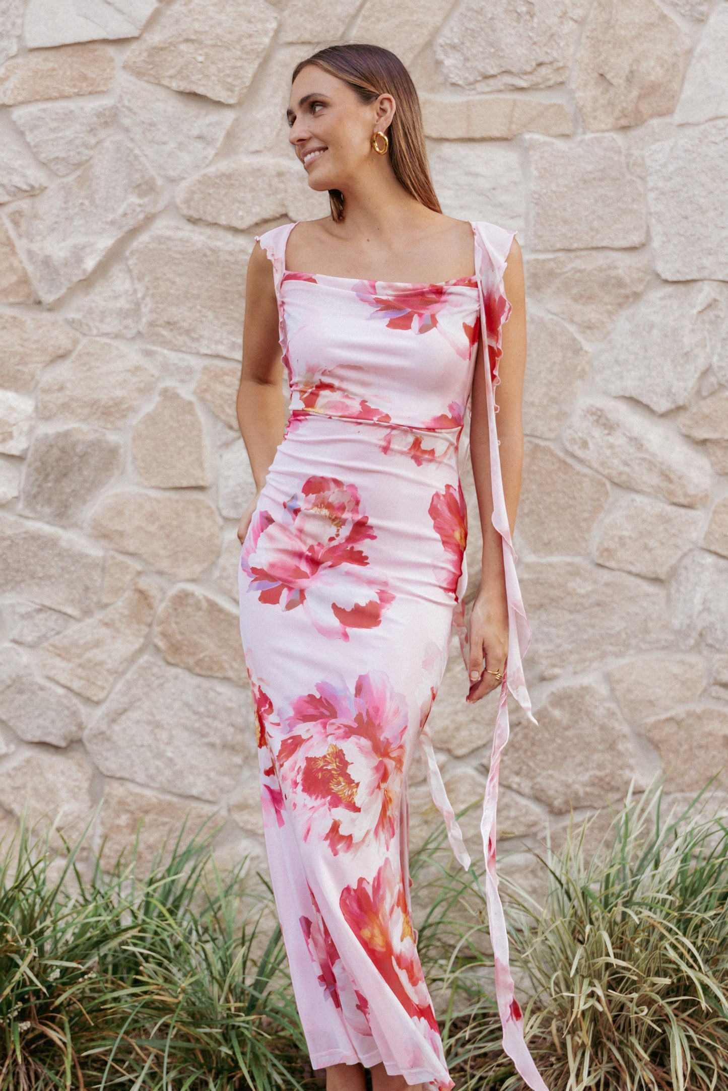 Robe de cocktail longue – Rose - Valerelle