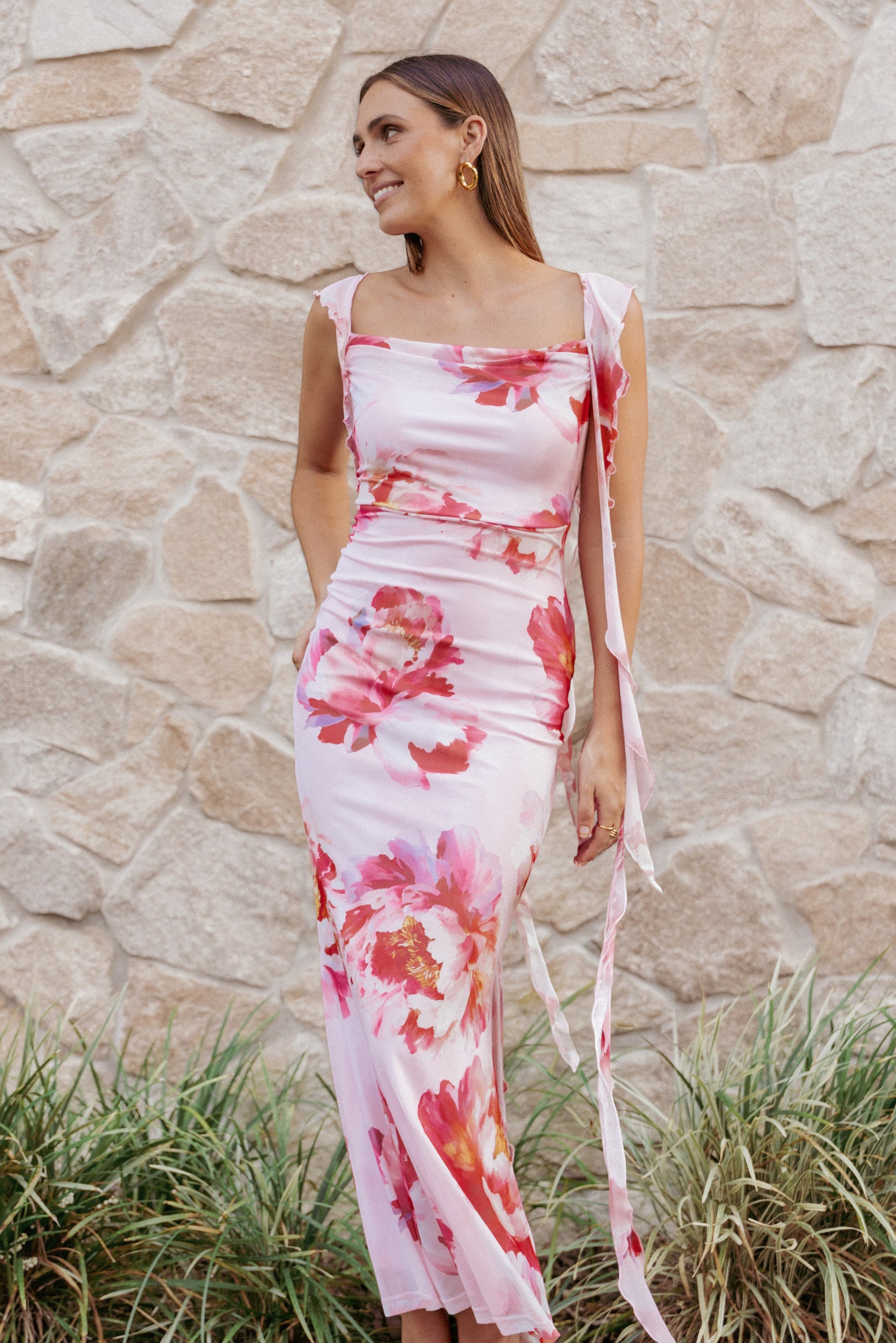 Robe de cocktail longue – Rose - Valerelle