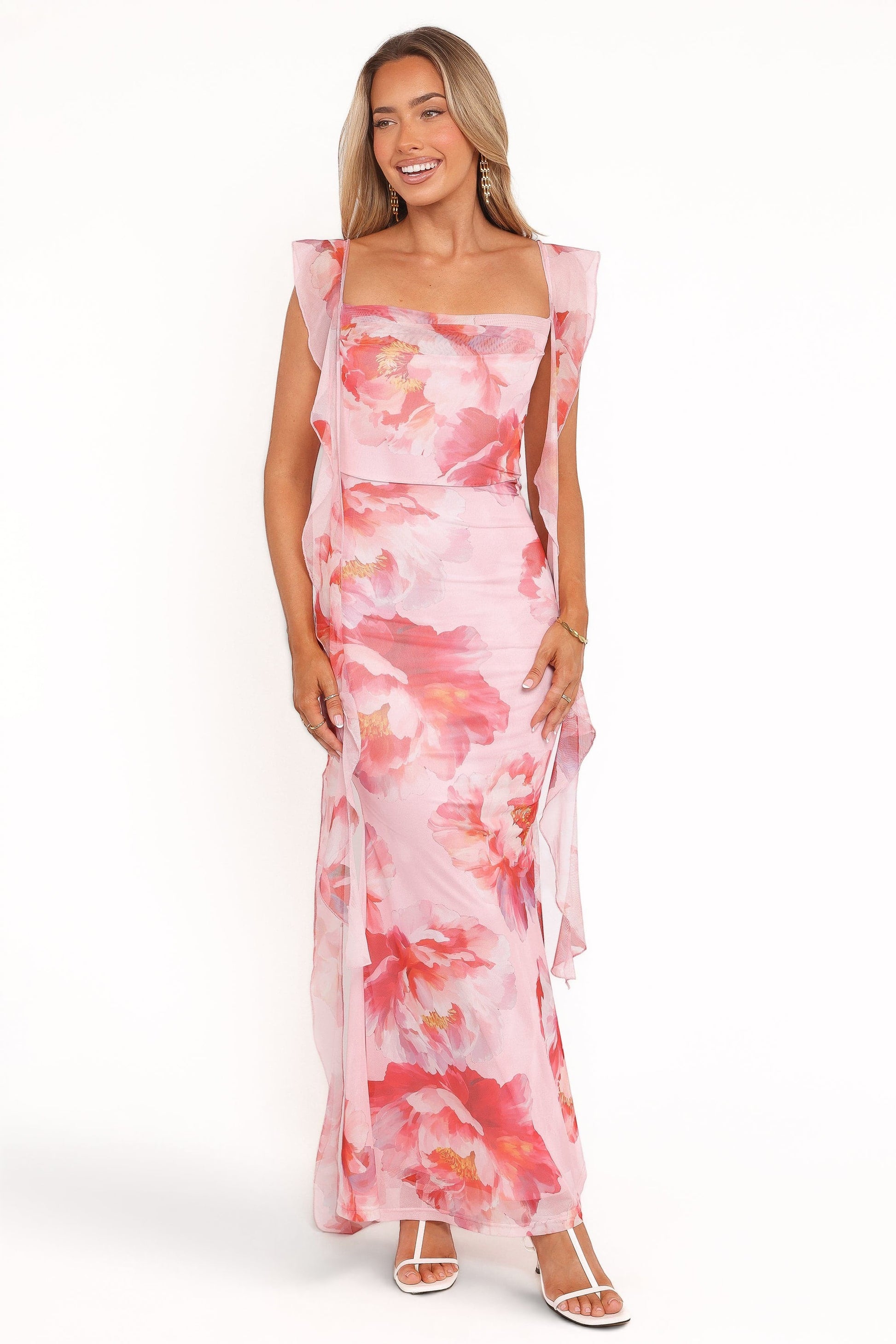Robe de cocktail longue – Rose - vue 2 - Valerelle