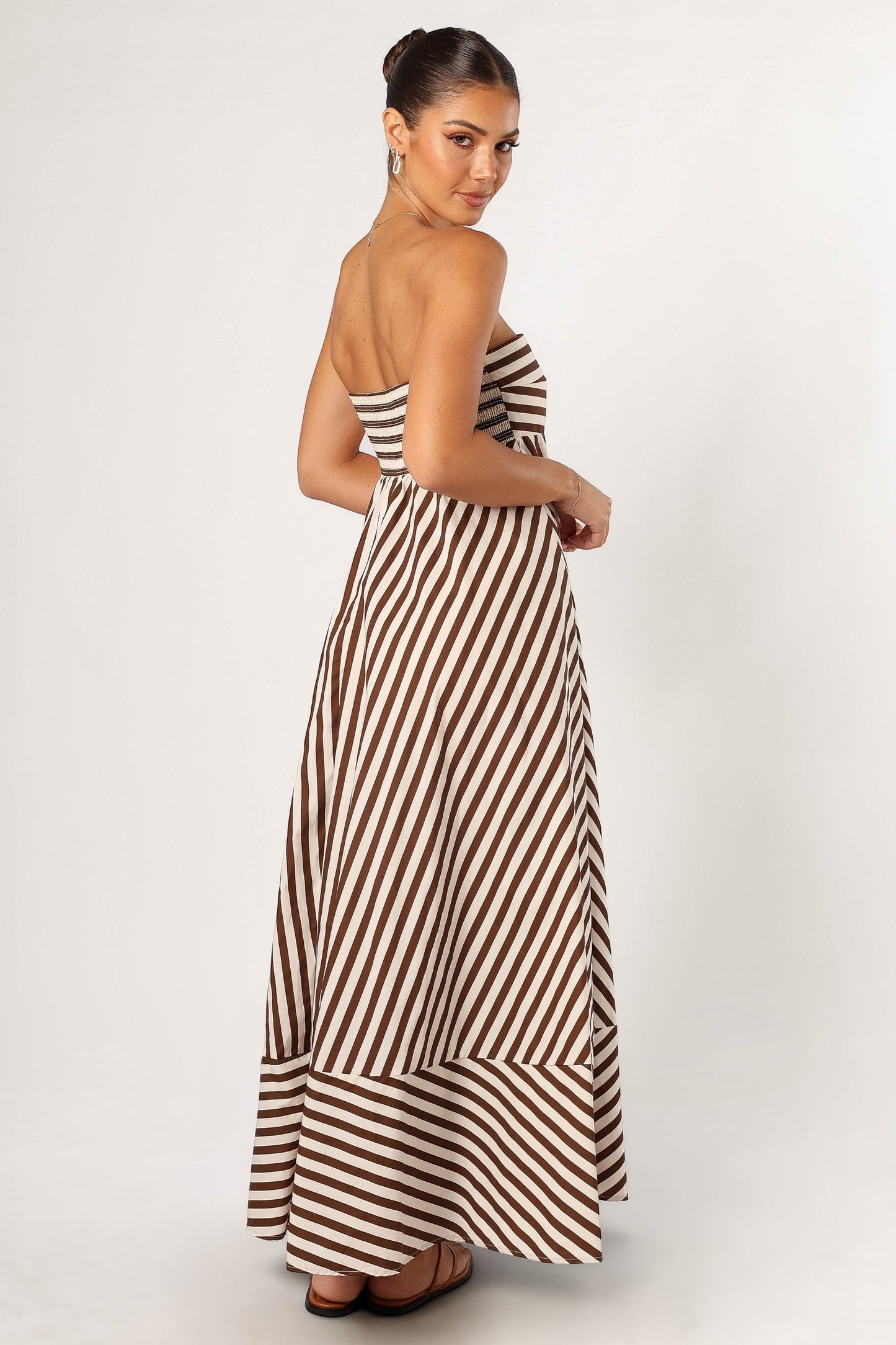 Robe de cocktail longue bustier – Chocolat - vue 4 - Valerelle