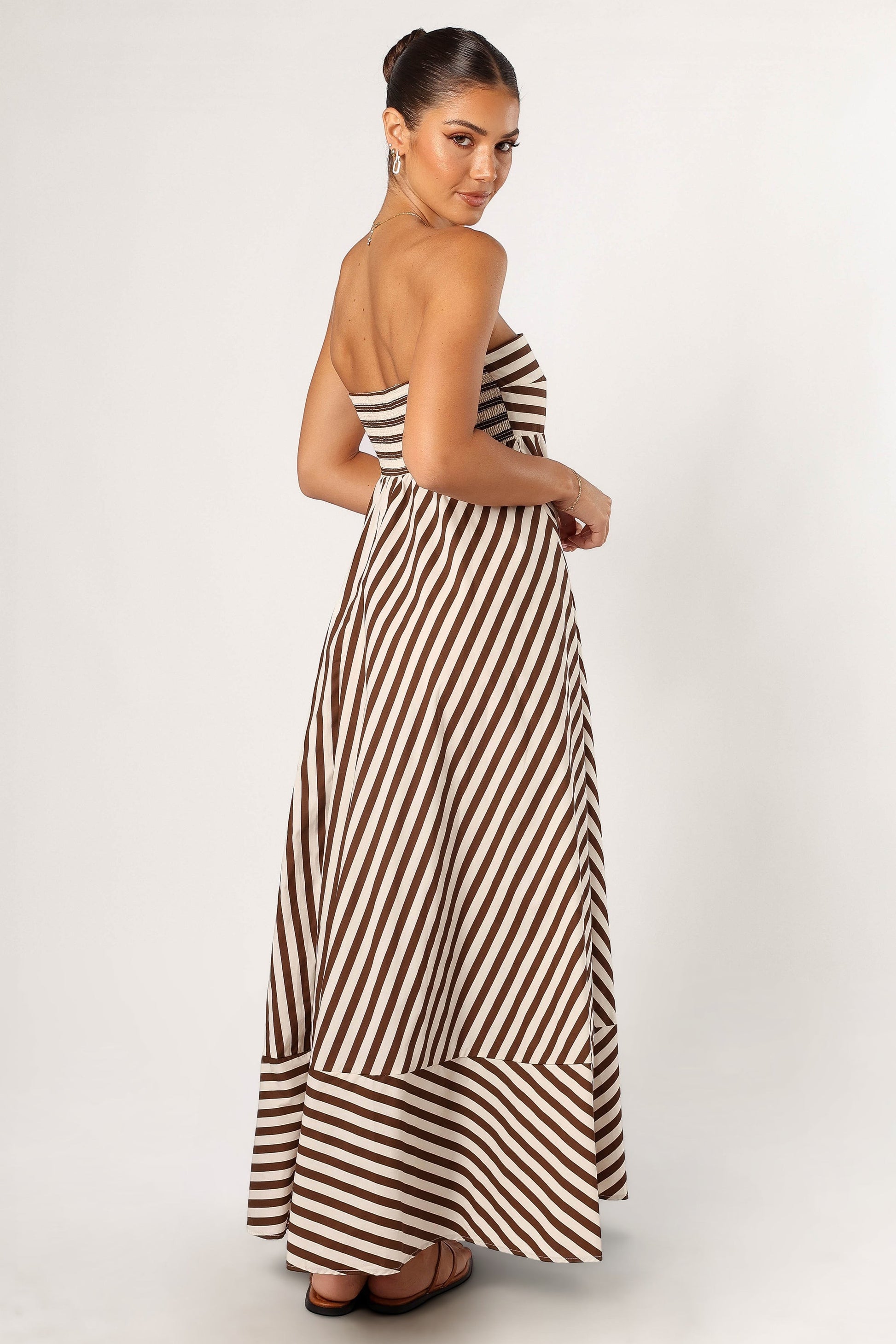 Robe de cocktail longue bustier – Chocolat - vue 4 - Valerelle