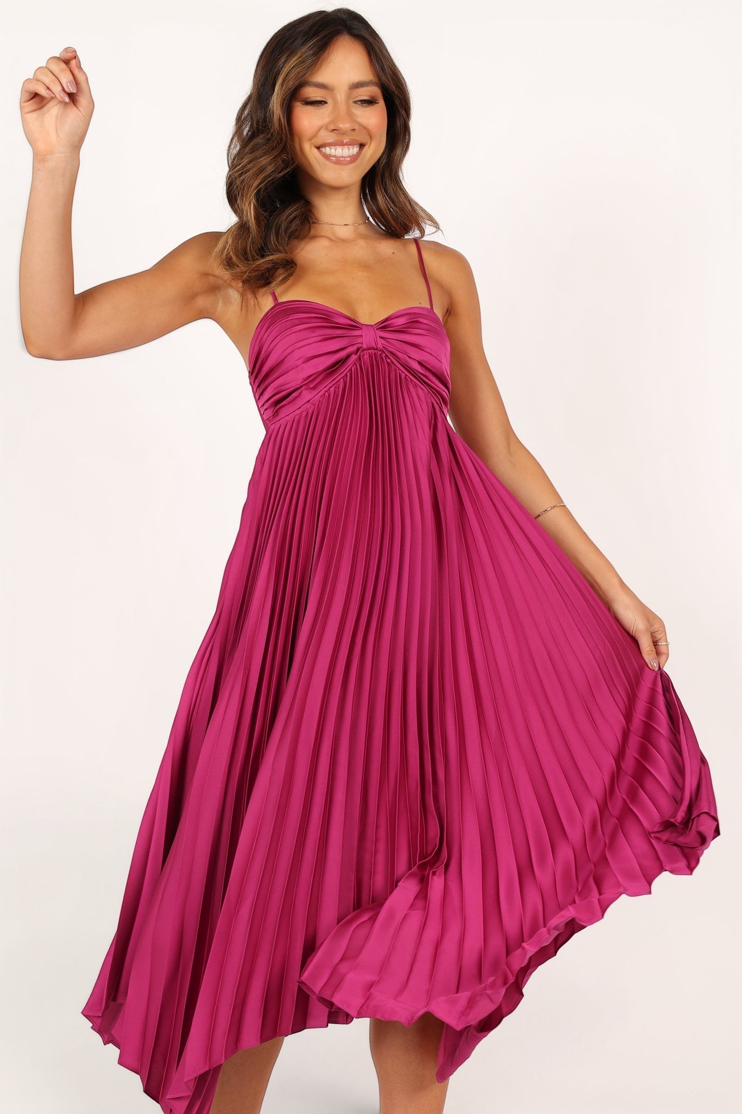 Robe de cocktail midi – Magenta - vue 3 - Valerelle
