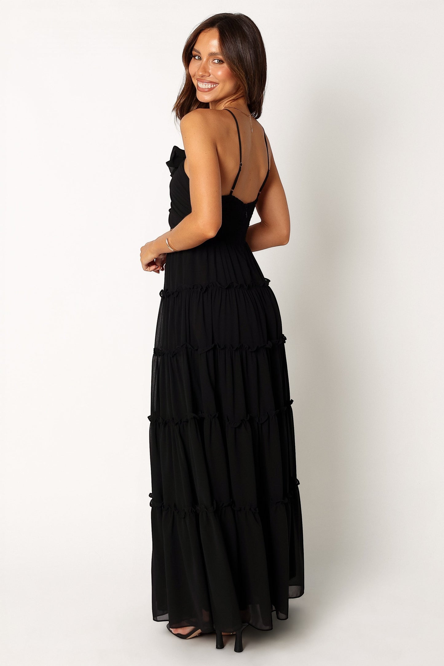 Robe de cocktail longue col licou – Noir - vue 4 - Valerelle