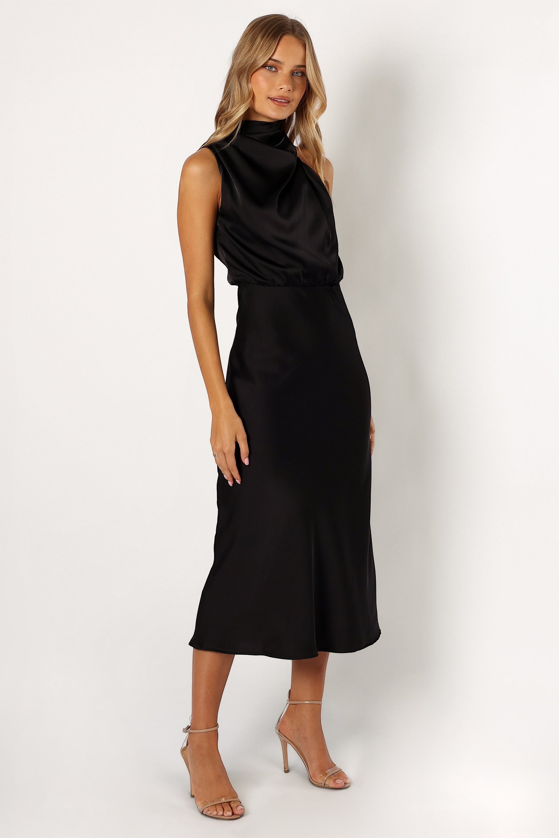Robe de cocktail midi col licou – Noir - Valerelle