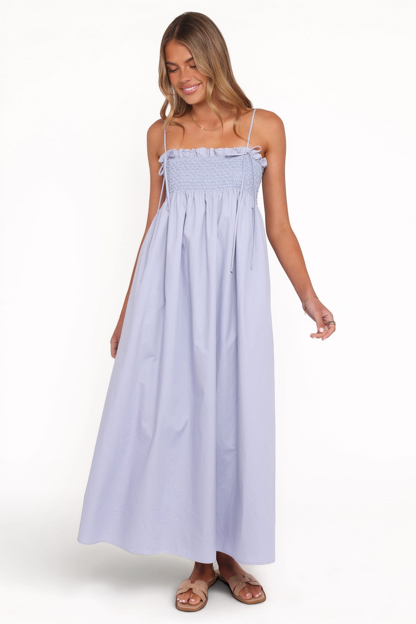 Robe de demoiselle d'honneur longue – Bleu - vue 2 - Valerelle