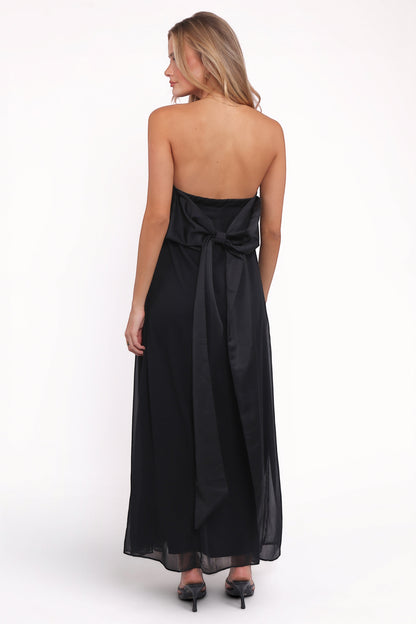 Robe de demoiselle d'honneur longue – Noir - vue 2 - Valerelle
