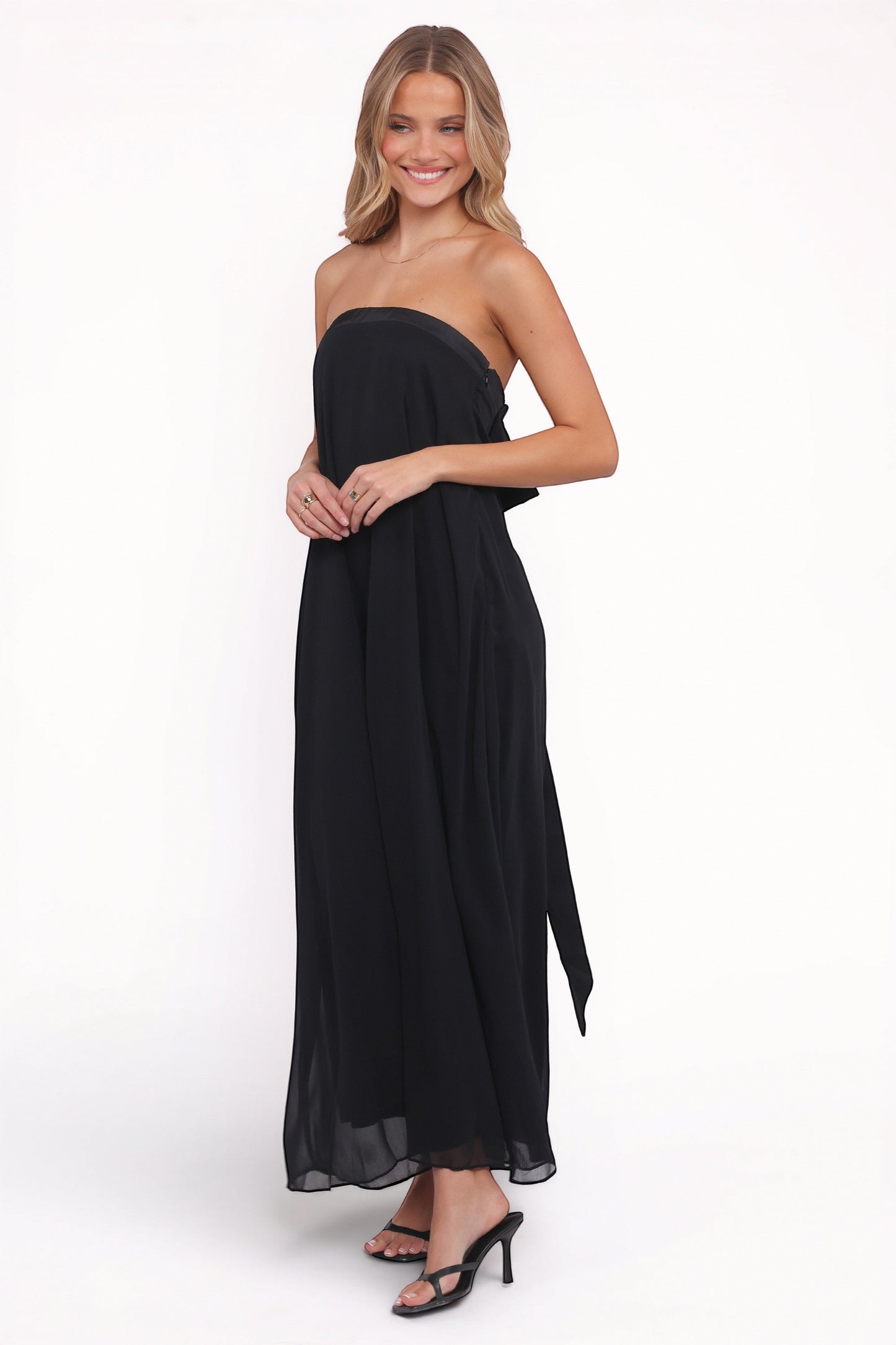 Robe de demoiselle d'honneur longue – Noir - vue 4 - Valerelle