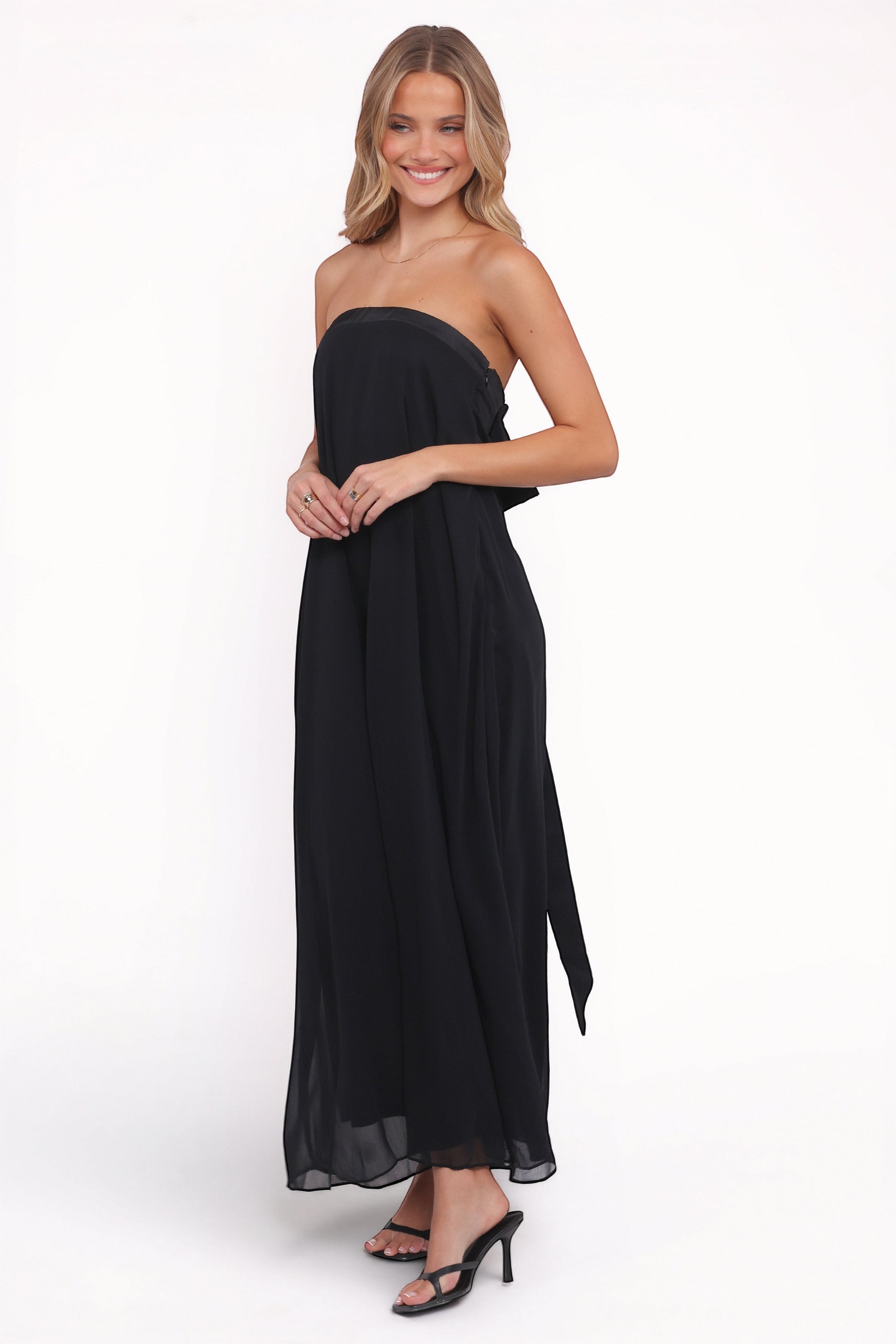 Robe de demoiselle d'honneur longue – Noir - vue 4 - Valerelle