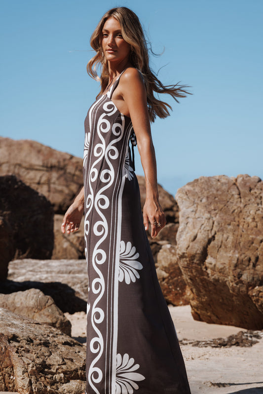 Robe de demoiselle d'honneur longue – Café - Valerelle