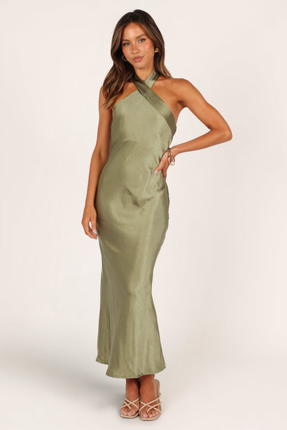 Robe de demoiselle d'honneur midi – Olive - vue 4 - Valerelle