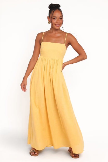 Robe de demoiselle d'honneur longue – Mangue - vue 2 - Valerelle