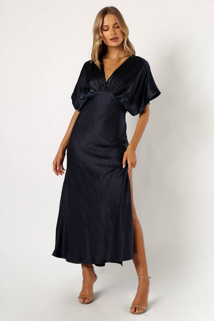 Robe de demoiselle d'honneur longue – Bleu nuit - vue 4 - Valerelle