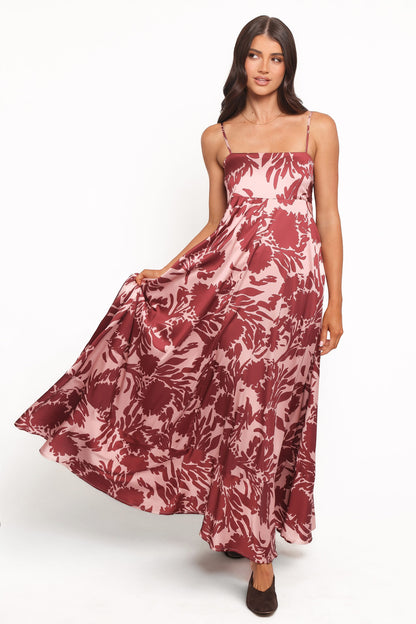Robe de demoiselle d'honneur longue – Bordeaux - vue 2 - Valerelle