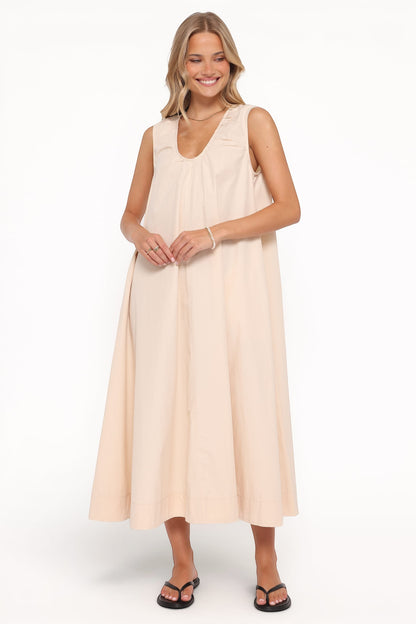 Robe de demoiselle d'honneur longue – Beige avoine - vue 2 - Valerelle