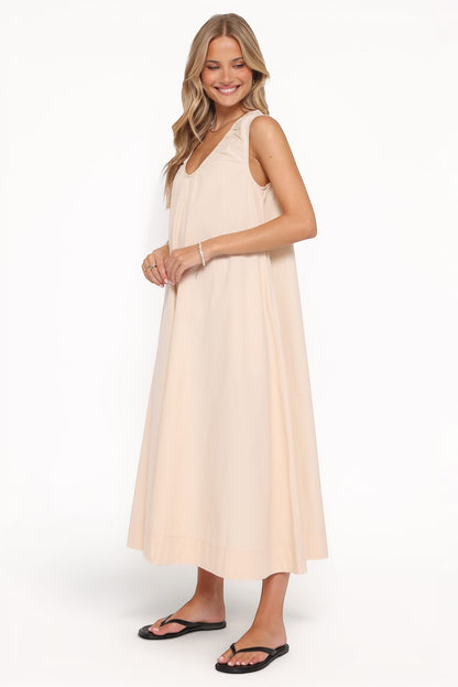 Robe de demoiselle d'honneur longue – Beige avoine - vue 4 - Valerelle
