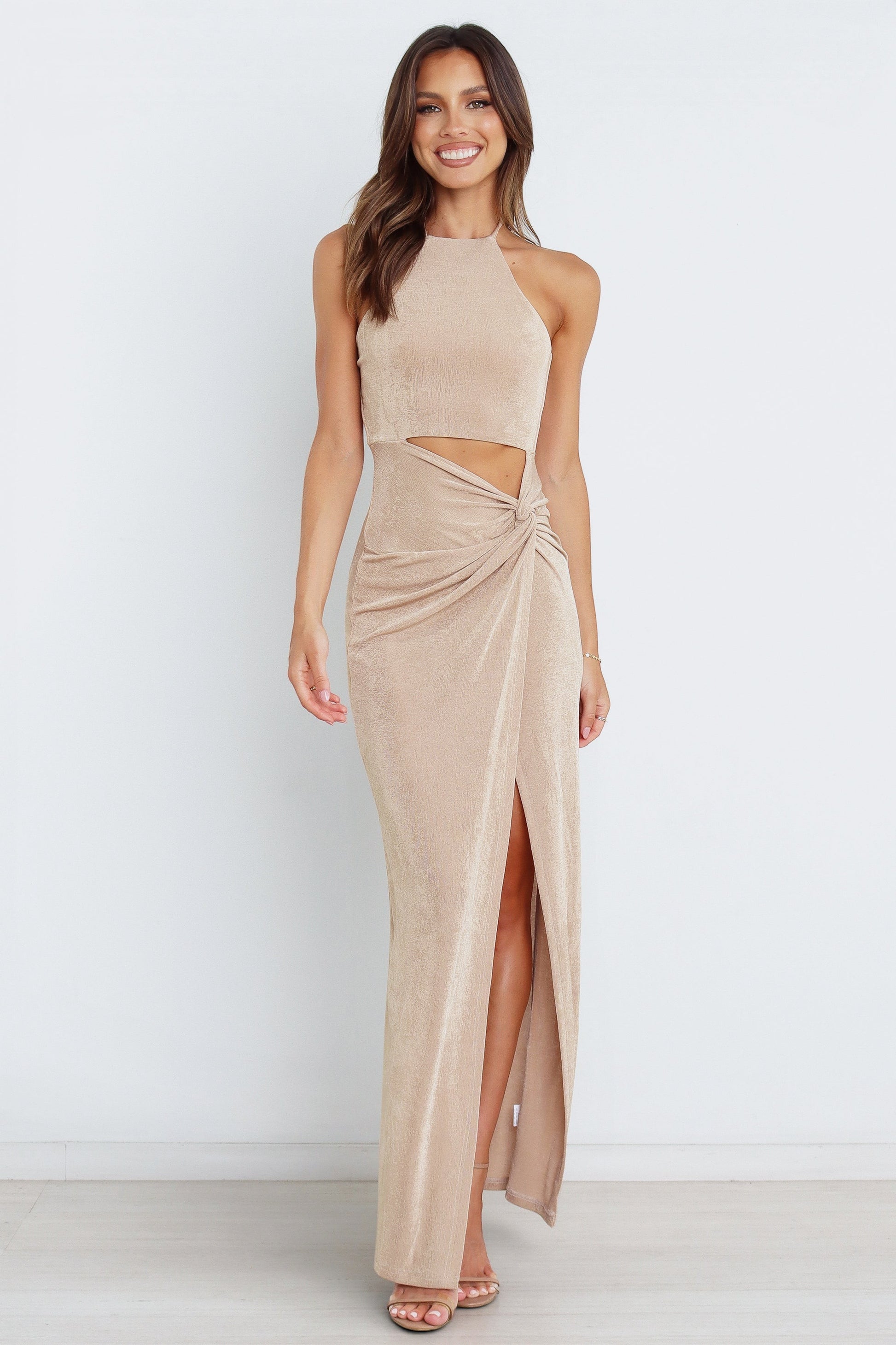 Robe de demoiselle d'honneur longue – Doré - vue 3 - Valerelle