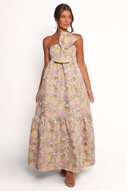 Robe d'invitée de mariage longue à nœud – Imprimé floral - vue 2 - Valerelle