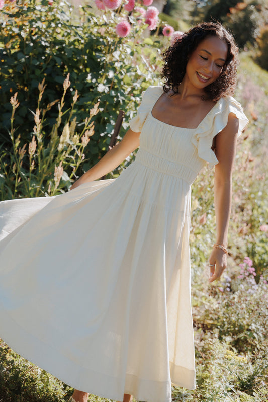 Robe d'invitée de mariage midi – Jaune - Valerelle