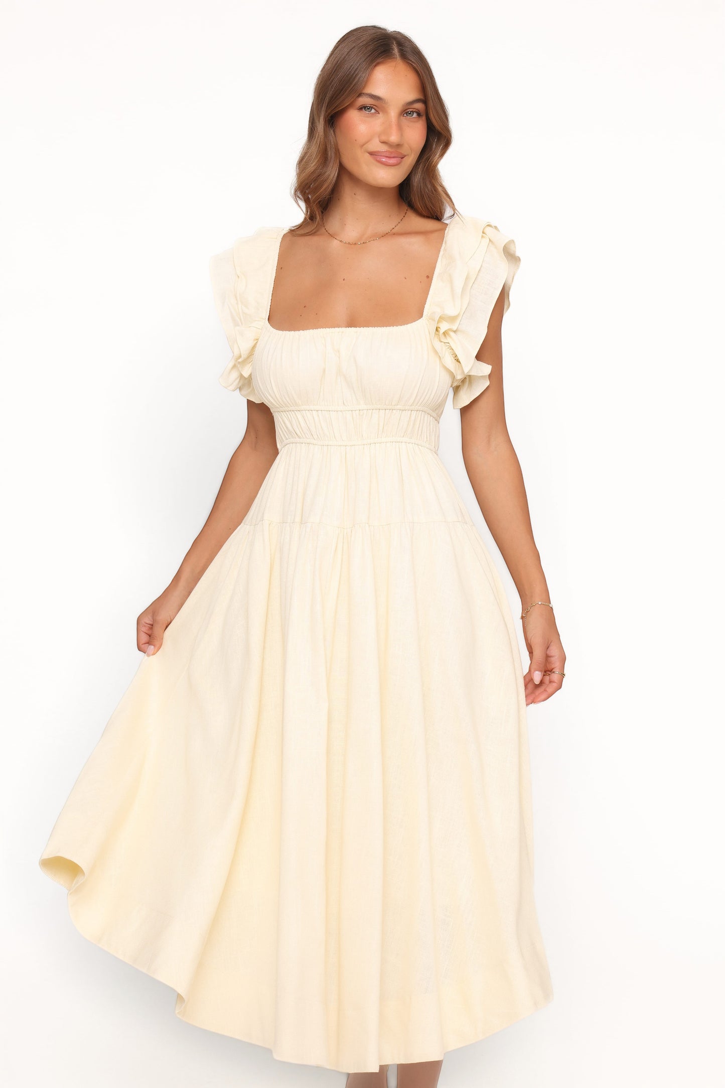 Robe d'invitée de mariage midi – Jaune - vue 2 - Valerelle
