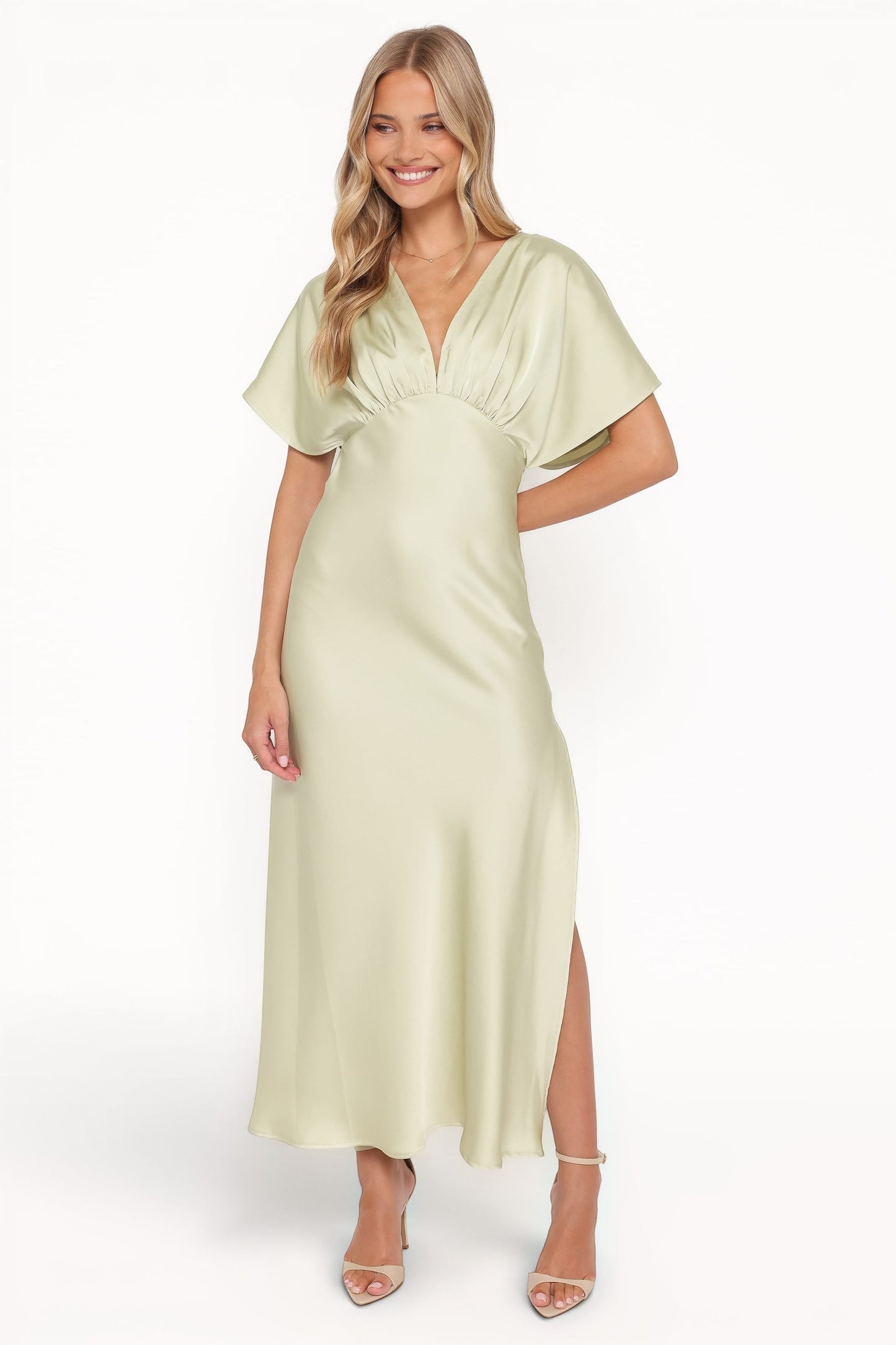 Robe d'invitée de mariage longue – Vert sauge - vue 2 - Valerelle
