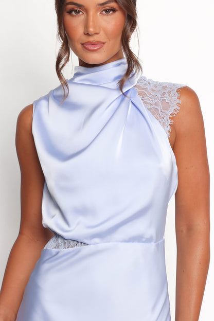 Robe d'invitée de mariage longue en dentelle – Bleu - vue 3 - Valerelle