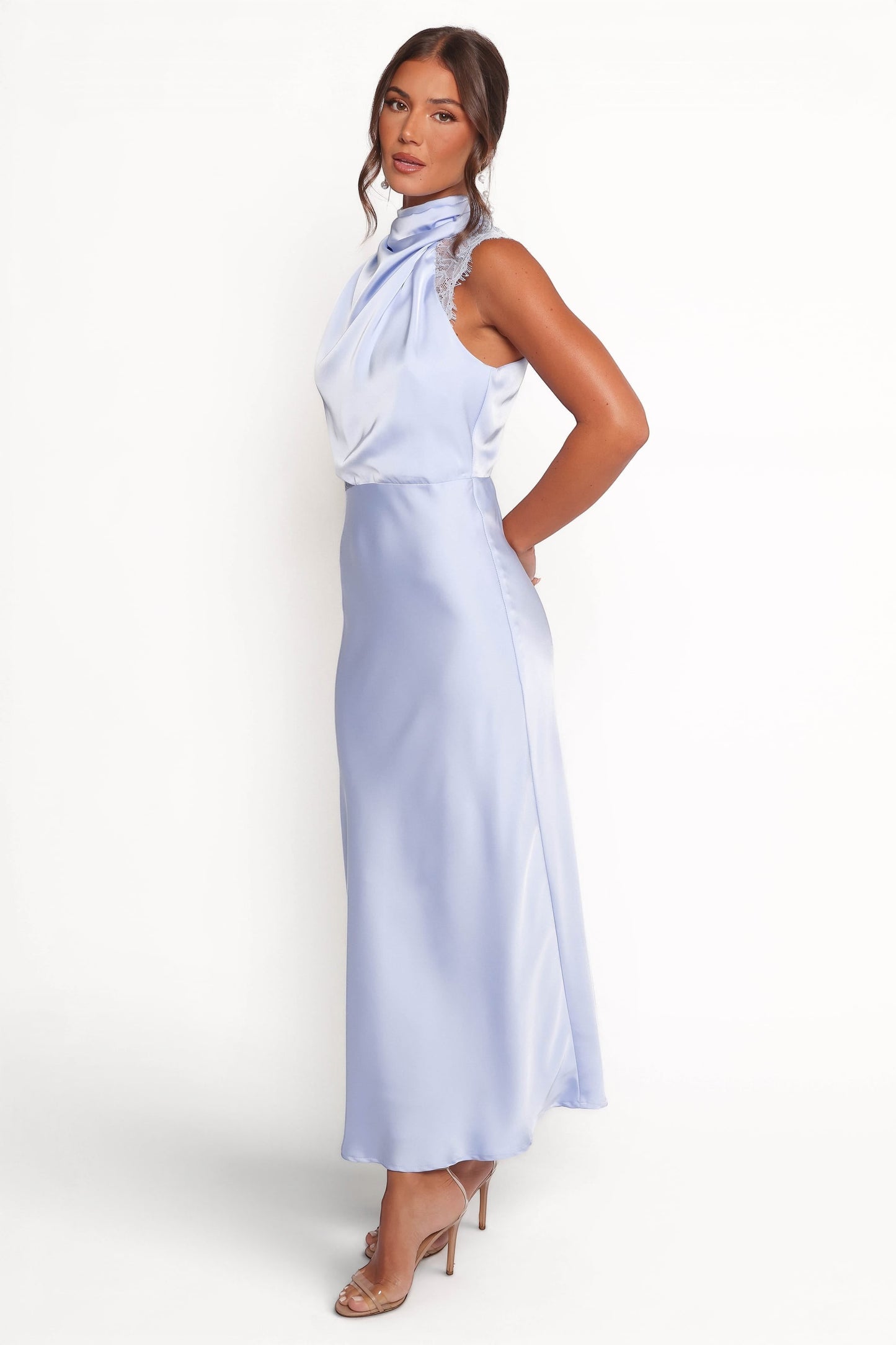Robe d'invitée de mariage longue en dentelle – Bleu - vue 4 - Valerelle