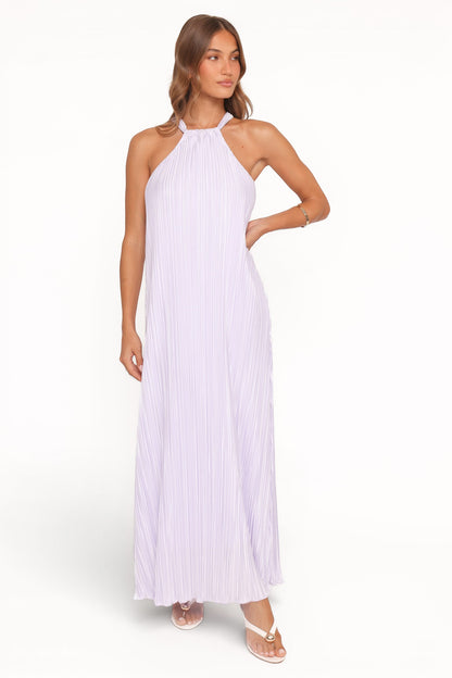 Robe d'invitée de mariage longue col licou – Lavande - vue 2 - Valerelle