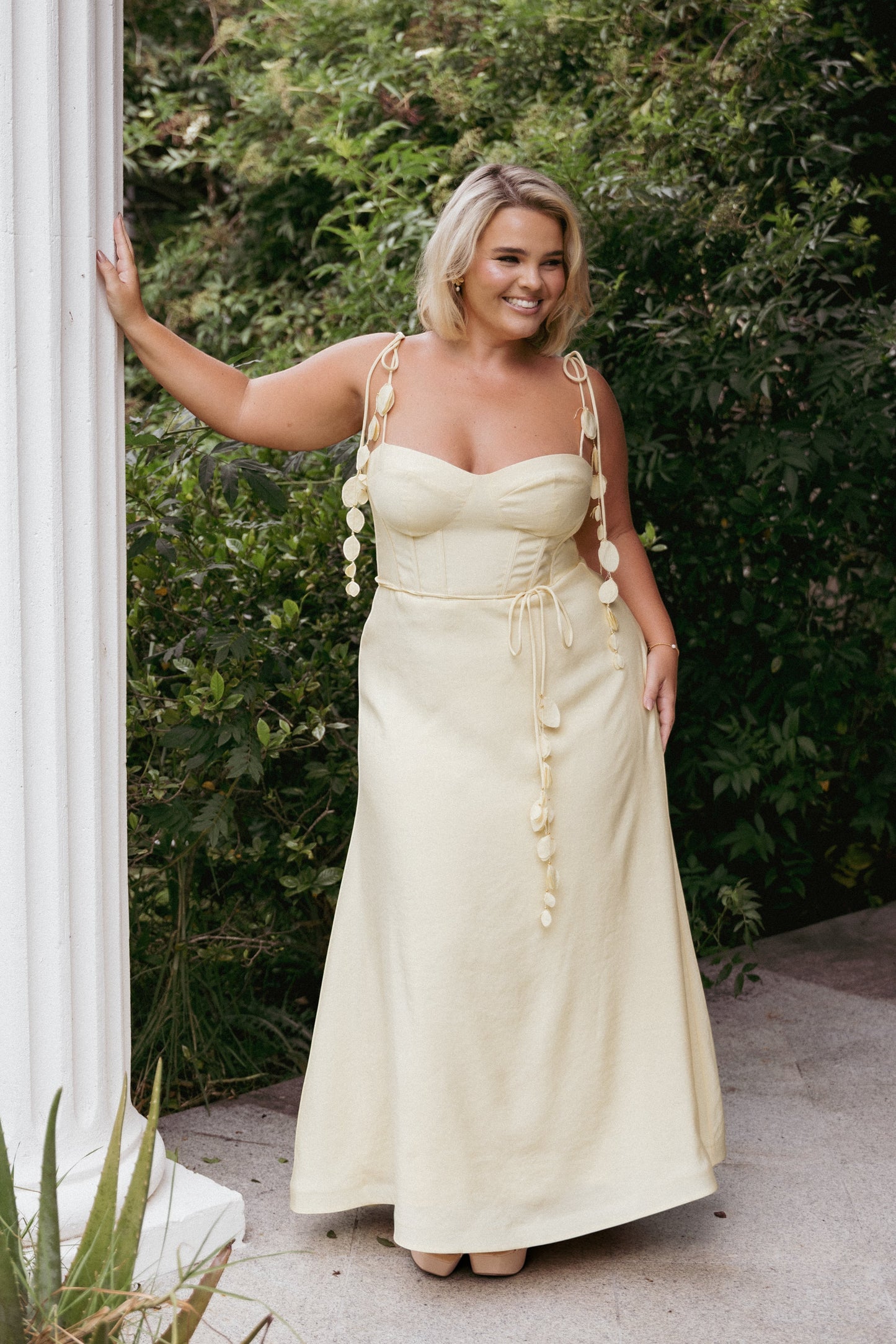 Robe d'invitée de mariage midi – Jaune - Valerelle