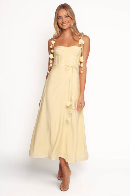 Robe d'invitée de mariage midi – Jaune - vue 2 - Valerelle