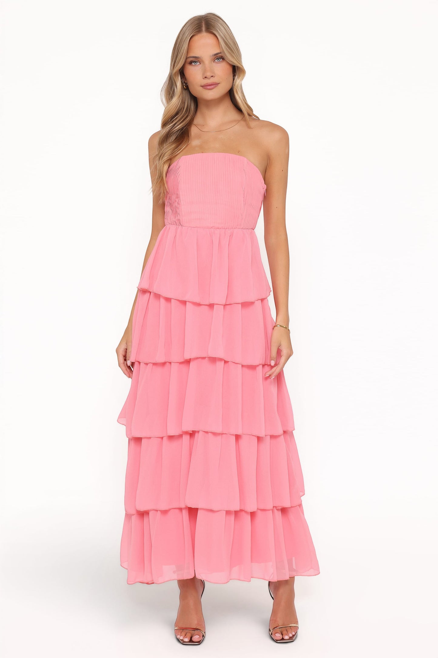 Robe d'invitée de mariage longue bustier – Corail - vue 2 - Valerelle
